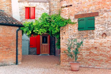 Montagnana, İtalya, 27 Ağustos 2018 otel iç kale duvarında