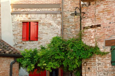Montagnana, İtalya, 27 Ağustos 2018 otel iç kale duvarında