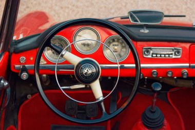 Montagnana, Italy August 27, 2018: Retro car Alfa Romeo convertible 1961 ode release clipart