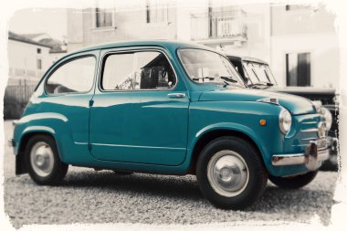 Montagnana, İtalya 27 Ağustos 2018 Retro Araba Fiat 600 1955 yayın