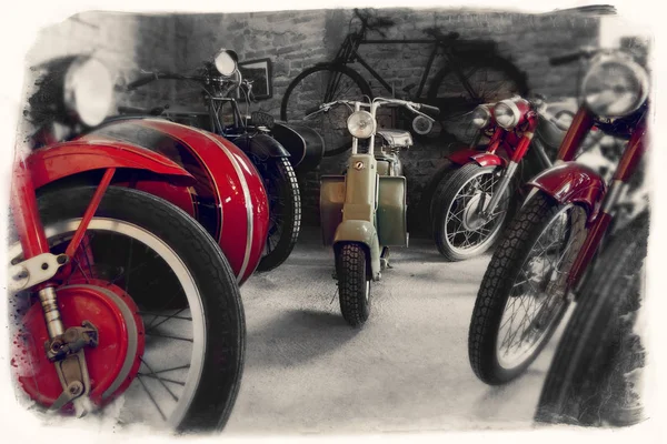 Montagnana Val Pesa Olaszország Augusztus 2018 Vintage Collection Retro Motorkerékpárok — Stock Fotó