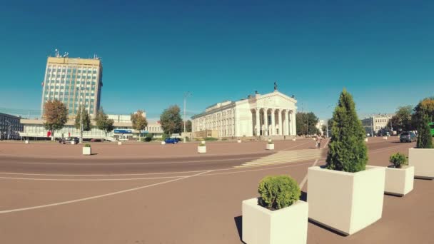 Gomel Bélaro Septiembre 2018 Tráfico Plaza Lenin — Vídeo de stock