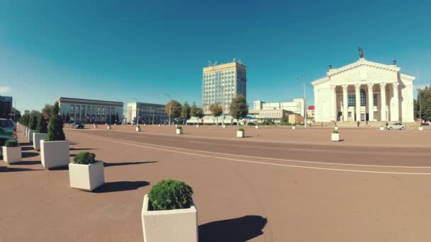 Homel Wit Rusland September 2018 Verkeer Lenin Square — Stockvideo