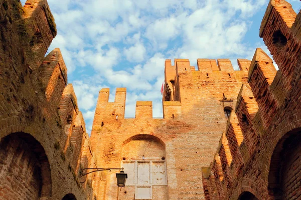 Montagnana Italia Agosto 2018 Fortezza Cittadina Alte Mura Mattoni Rossi — Foto Stock