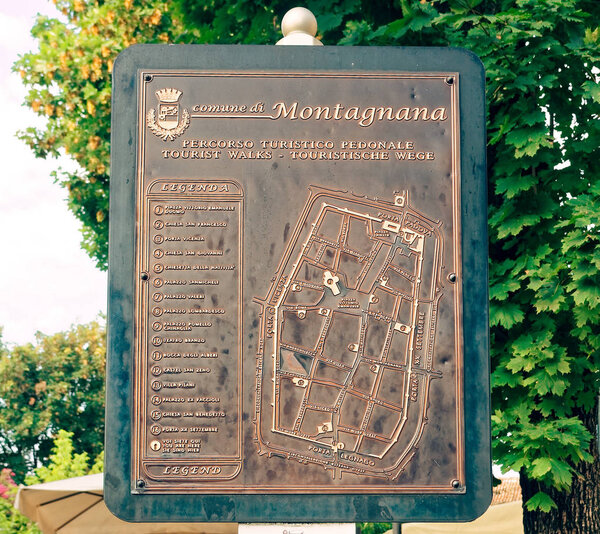 Montagnana, Italy August 6, 2018 Bronze Map of the City