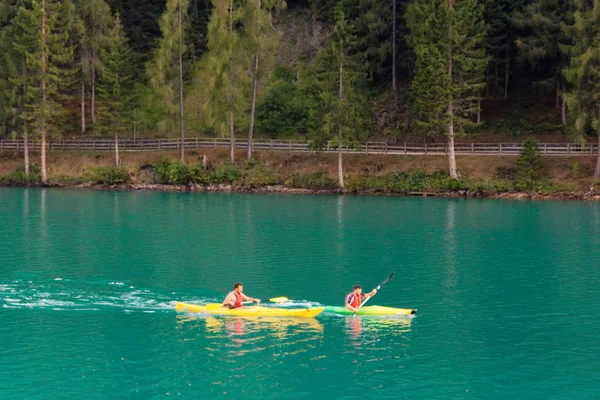 Beluno Italië Augustus 2018 Berg Dorp Auronzo Cadore Kanovaarders — Stockfoto