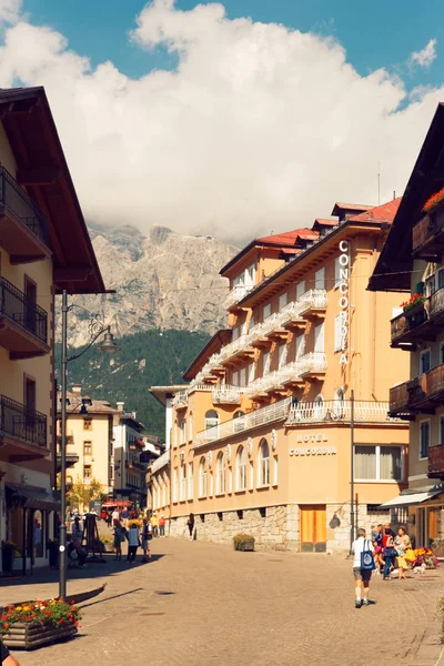 Beluno Itália Agosto 2018 Aldeia Montanhosa Cortina Ampezzo — Fotografia de Stock