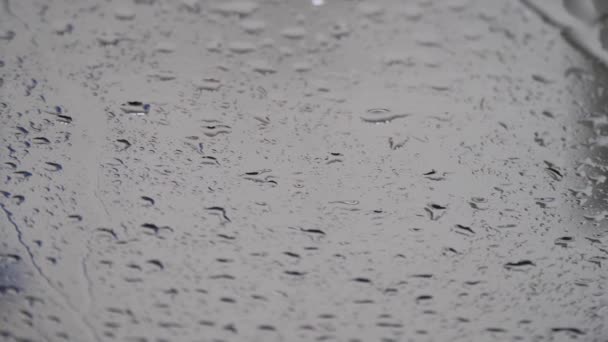 Jej pada deszcz krople deszczu spływają w dół szkła. — Wideo stockowe