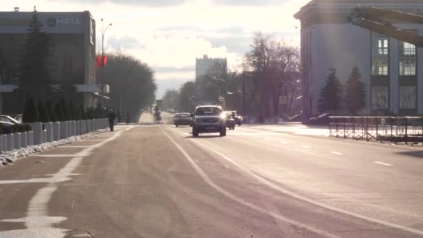 Gomel Vitryssland November 2018 Trafik Trafik Sovetskaya Street — Stockvideo