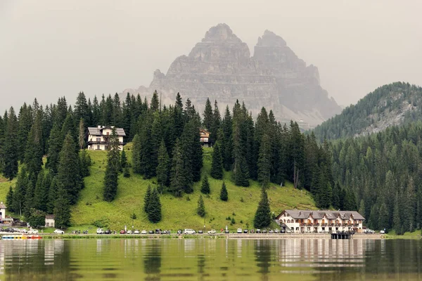 Auronzo Cadore Itálie Srpna 2018 Horské Jezero Misurina Krásné Turistické — Stock fotografie