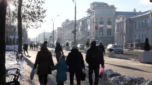 Homel Fehéroroszország 2018 November Közlekedési Forgalom Sovetskaya Street Télen — Stock videók