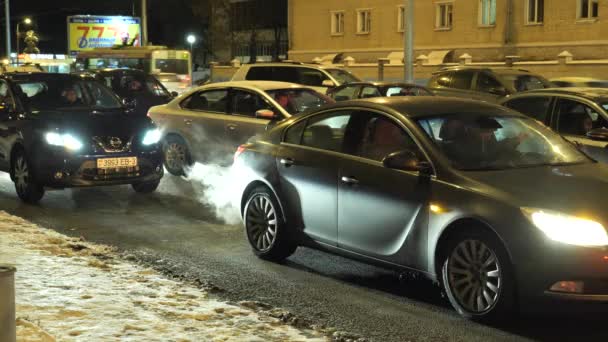Gomel Weißrussland November 2018 Verkehr Auf Der Sowjetischen Straße Winter — Stockvideo
