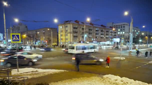 Gomel Bélaro Noviembre 2018 Tráfico Calle Sovetskaya Invierno — Vídeo de stock