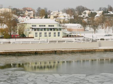 Gomel, Belarus - 28 Kasım 2018: Panoramik kışın set of