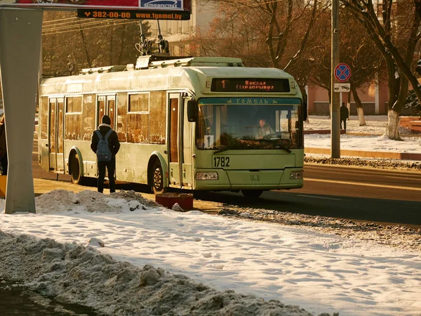 Gomel Belarus Novembre 2018 Trolleybus Sur Route Hiver — Photo