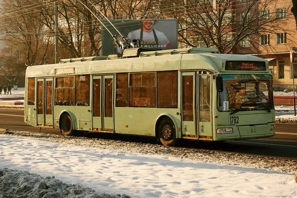 Gomel Belarus Novembre 2018 Trolleybus Sur Route Hiver — Photo