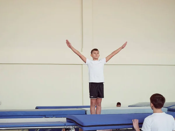 Gomel Belarus November 2018 Training Athletes Trampoline — Stock Photo, Image