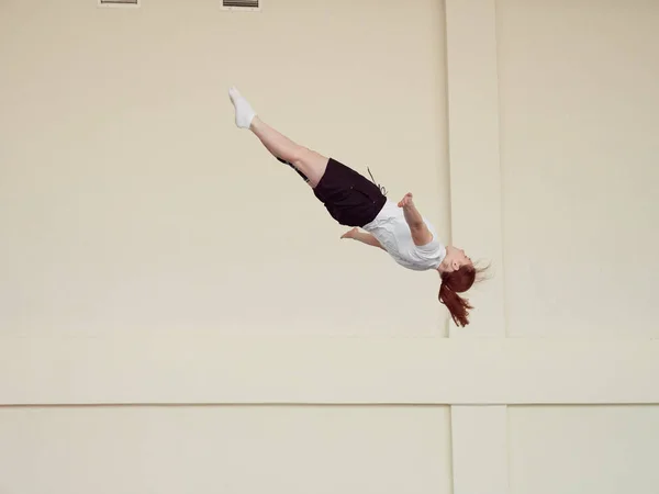 Gomel Belarus Noviembre 2018 Entrenamiento Atletas Trampolín — Foto de Stock