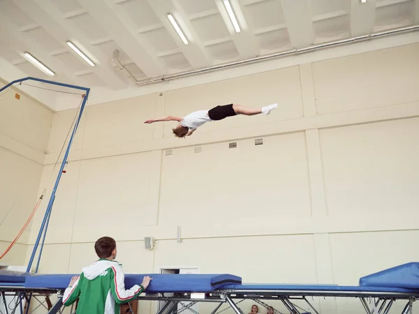 Gomel Belarus November 2018 Training Athletes Trampoline — Stock Photo, Image