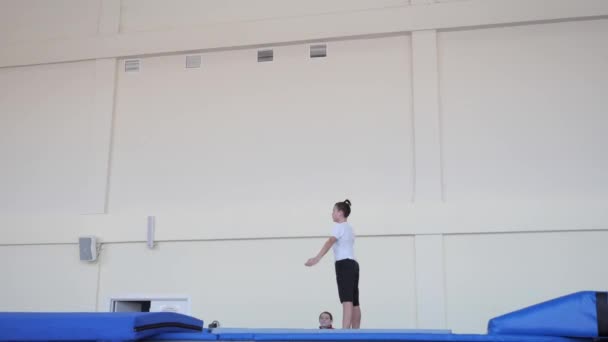 Gomel Belarus November 2018 Training Athletes Trampoline — Stock Video