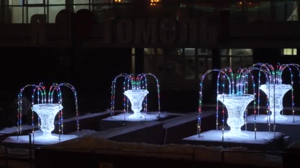 Gomel Bélarus Décembre 2018 Fontaines Dans Illumination Nocturne Nouvel — Video