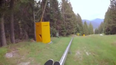 Auronzo di Cadore, İtalya. 10 Ağustos 2018: slalom yaz. Cazibe.