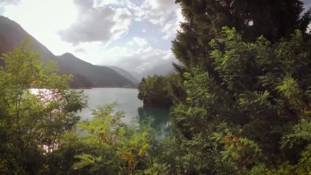 Auronzo Cadore Olaszország Gyönyörű Tájak Hegyi Tónál — Stock videók