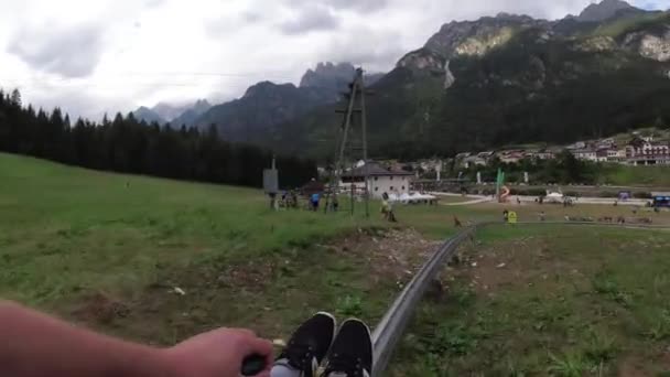 Auronzo Cadore Italien Augusti 2018 Sommaren Slalom Attraktion — Stockvideo