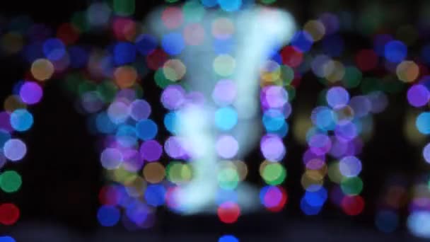 Luci Colorate Bokeh Esecuzione Nel Nuovo Anno Illuminazione Notturna — Video Stock