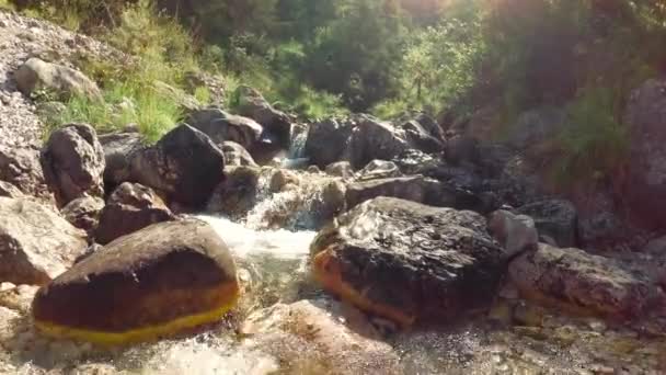 Ruisseau Montagne Sur Les Pierres Dans Nature — Video