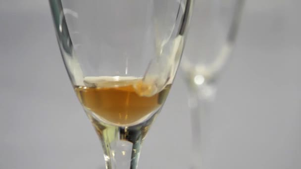 Liquor Whiskey Brandy Poured Glass — Stock Video