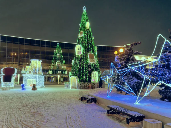 Гомель Білорусь Січня 2019 Новорічна Ілюмінація Льодовий Палац — стокове фото