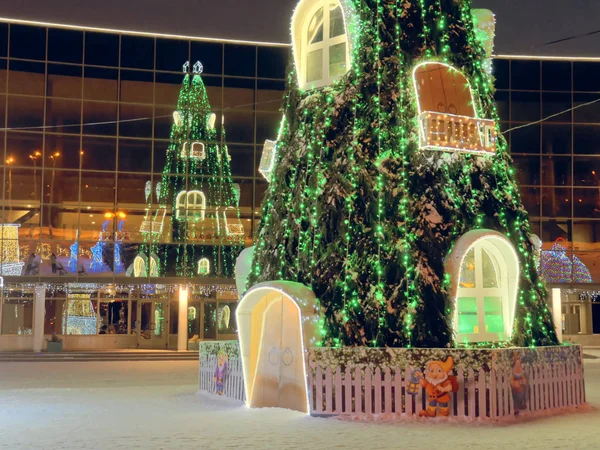 Gomel Belarus Enero 2019 Iluminación Año Nuevo Palacio Hielo —  Fotos de Stock