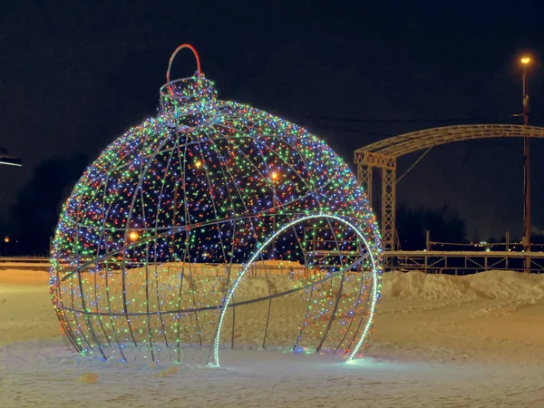 Gomel Belarus Janeiro 2019 Iluminação Ano Novo Palácio Gelo — Fotografia de Stock