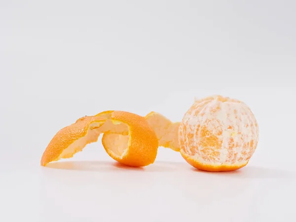 Agrumes Mandarine Orange Sur Fond Blanc Avec Zeste — Photo