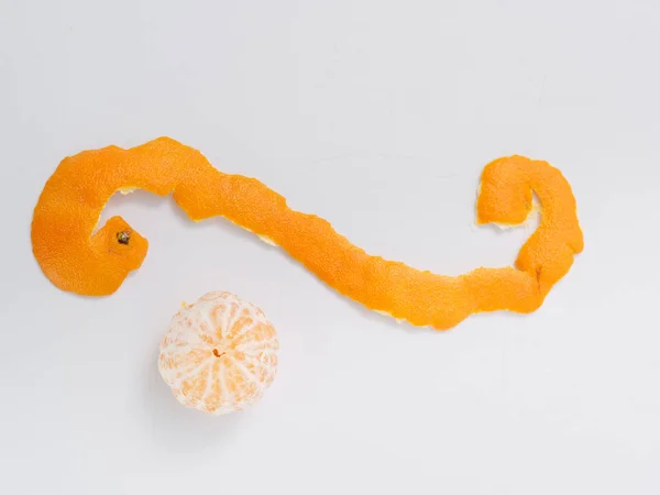 Agrumi Mandarino Arancio Sfondo Bianco Con Scorza — Foto Stock