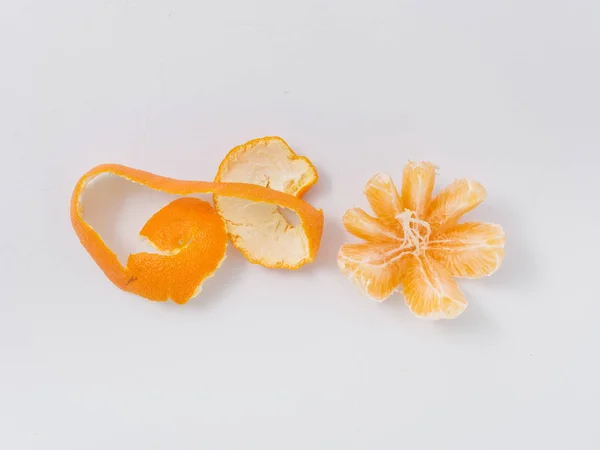 Agrumes Mandarine Orange Sur Fond Blanc Avec Zeste — Photo