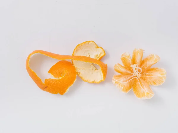 citrus fruit mandarin orange on white background with zest