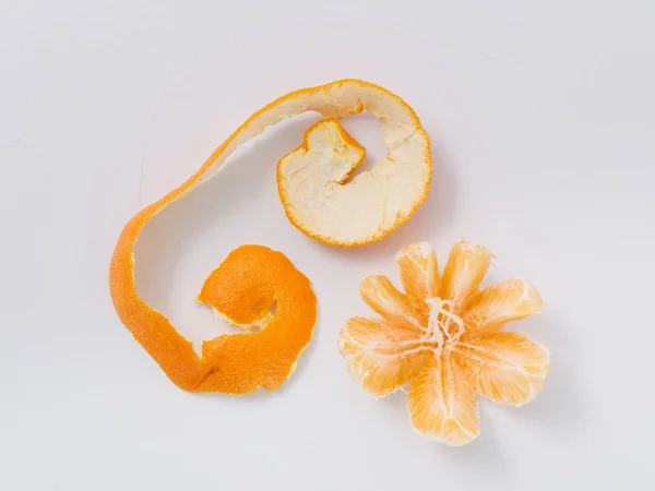 Agrumes Mandarine Orange Sur Fond Blanc Avec Zeste — Photo