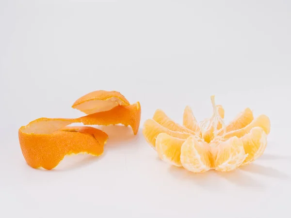 Agrumes Mandarine Orange Sur Fond Blanc Avec Zeste — Photo