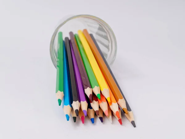 Colour Pencils Sharpening Shavings Isolated White — Stock Photo, Image