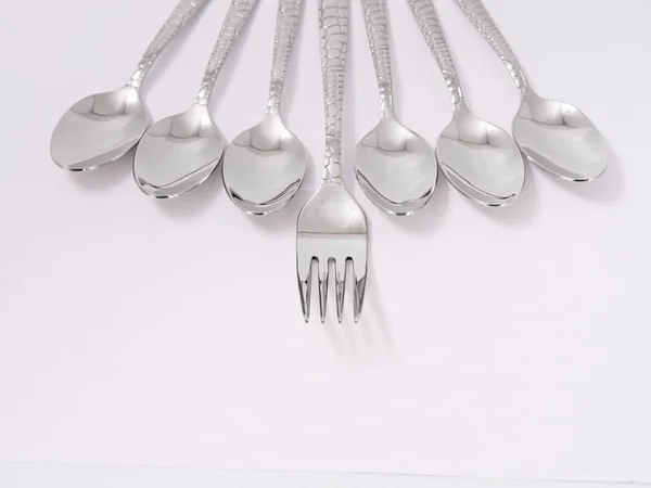 Cutlery Set Fork Knife Spoon Isolated — Stock Photo, Image