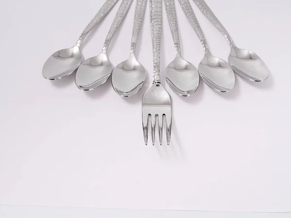 Cutlery Set Fork Knife Spoon Isolated — Stock Photo, Image