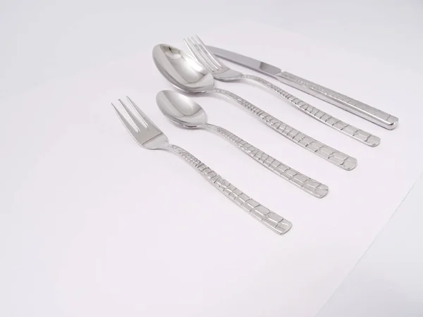 Cutlery Set Fork Knife Spoon Isolated — Stock Photo, Image