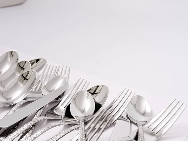 Cutlery Set Fork Knife Spoon Isolated — Stock Photo, Image