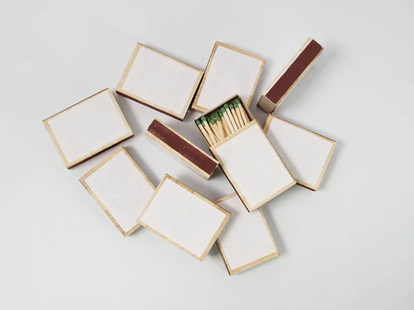 Matches sulfur in a cardboard box on a white background. — Stock Photo, Image