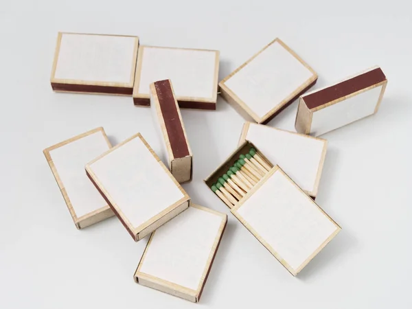 Matches sulfur in a cardboard box on a white background. — Stock Photo, Image
