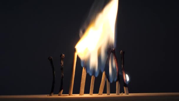 暗い背景に赤い炎を一致する硫黄燃焼 — ストック動画