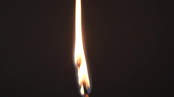 在黑暗的背景上将硫磺燃烧与红色火焰相匹配 — 图库视频影像