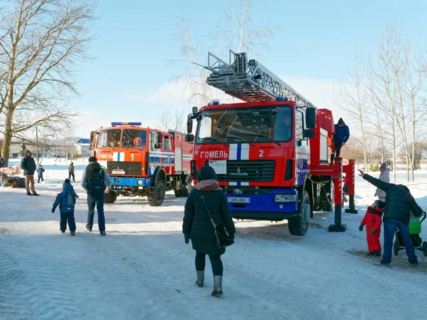 Gomel Belaro Gennaio 2019 Mostra Attrezzature Antincendio Inverno — Foto Stock